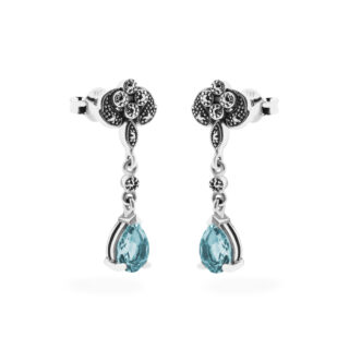 Marcasite (Pyrite) Topaz Silver Drop Earrings 13668-1369 Image1