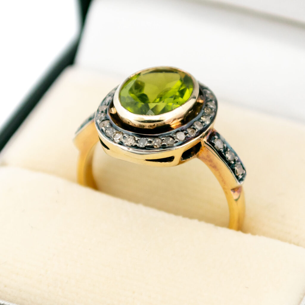 Diamond Peridot 14k Silver Cluster Ring 14610-8379 Image2