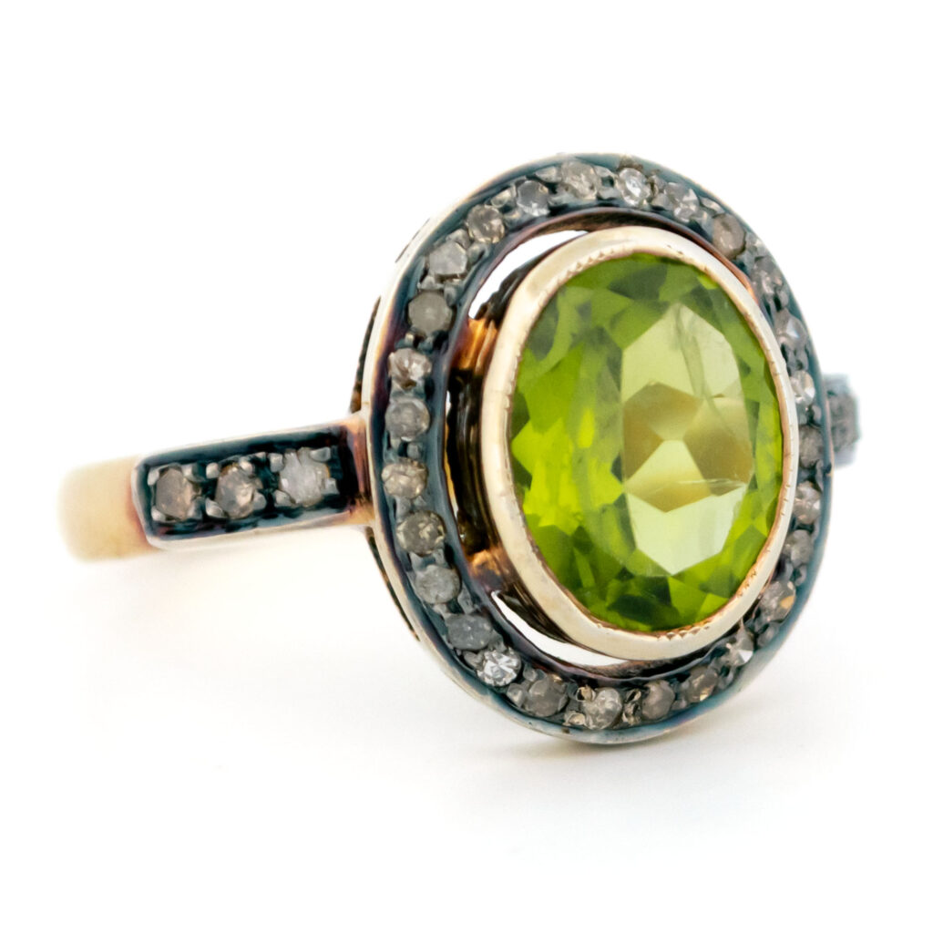 Diamond Peridot 14k Silver Cluster Ring 14610-8379 Image3