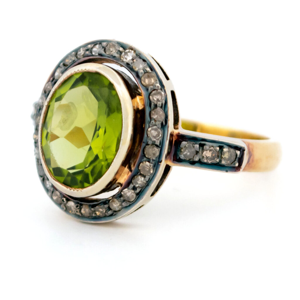 Diamond Peridot 14k Silver Cluster Ring 14610-8379 Image4