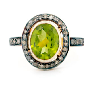 Diamond Peridot 14k Silver Cluster Ring 14610-8379 Image1