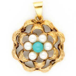 Pearl Turquoise 14k Cluster Pendant 16159-8727 Image1