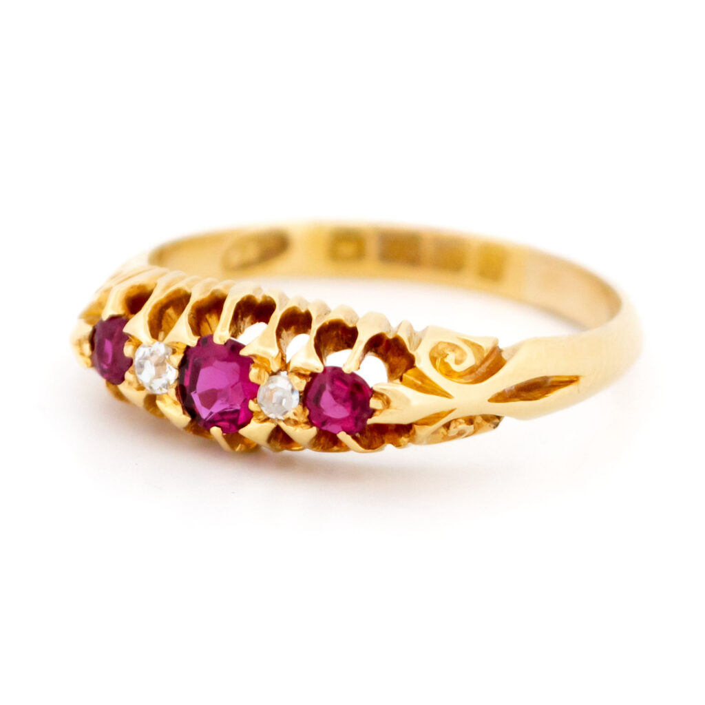 Diamond Ruby 18k Antique Row Ring 16579-8890 Image4