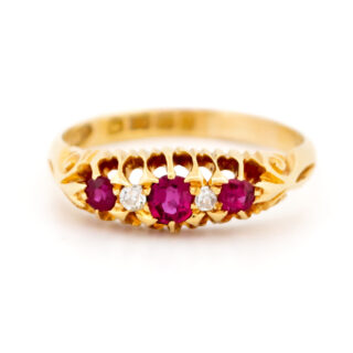 Diamond Ruby 18k Antique Row Ring 16579-8890 Image1