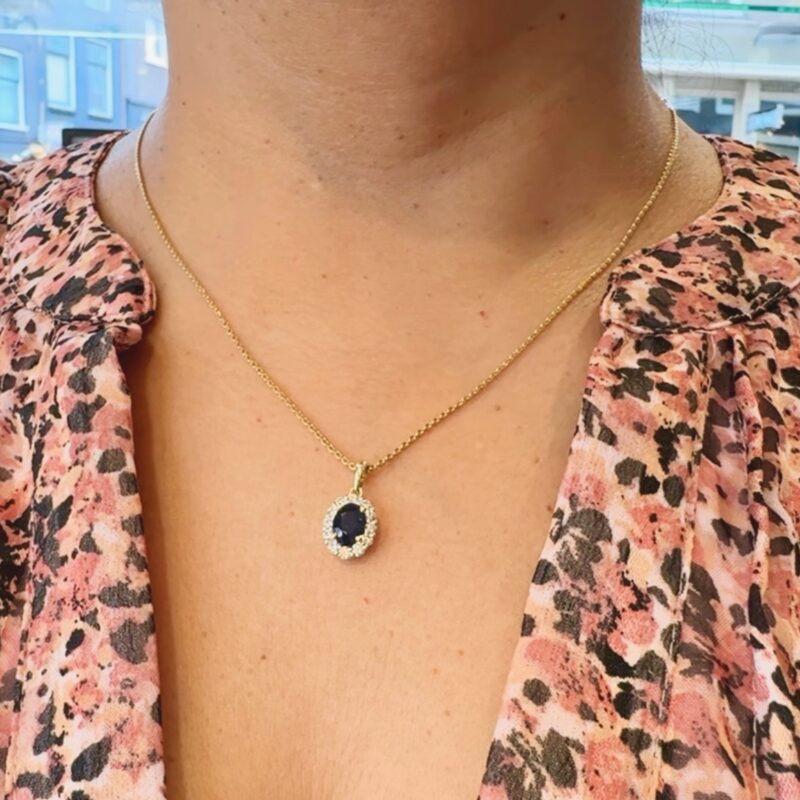 Diamond Sapphire 14k Cluster Pendant 16576-8889 - Image 2