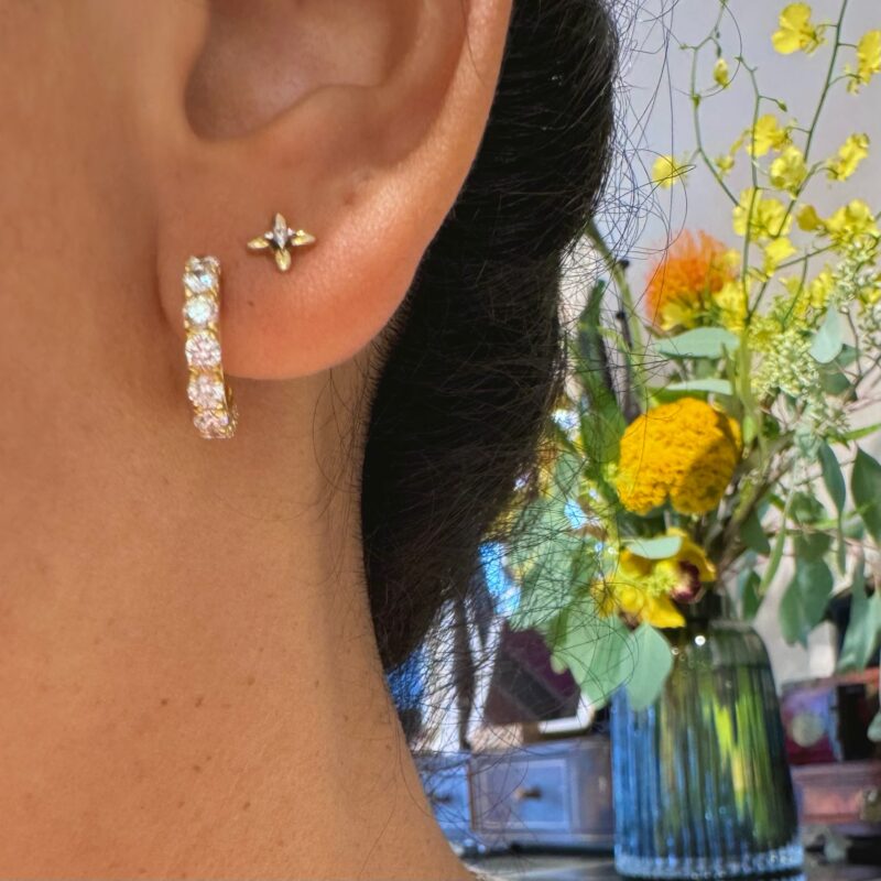 Pendientes criollos de diamantes de 18 k 16593-8896 - Imagen 2