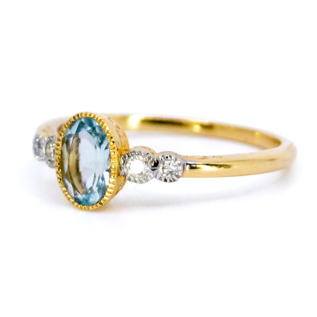 Aquamarine Diamond 14k Oval-Shape Ring 16620-8901 Image2