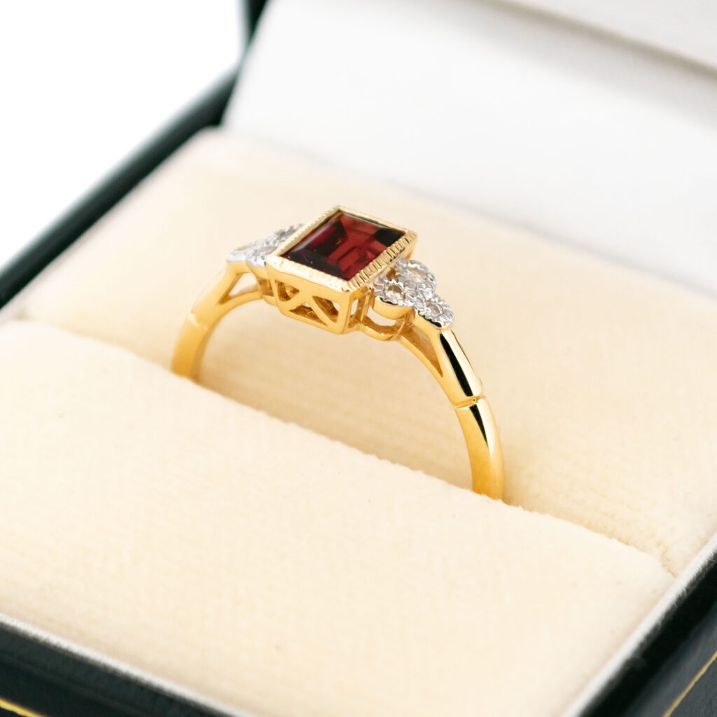 Diamond Garnet 14k Rectangle-Shape Ring 15525-0273 Image2