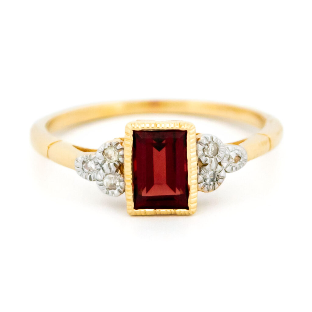 Diamond Garnet 14k Rectangle-Shape Ring 15525-0273 Image1