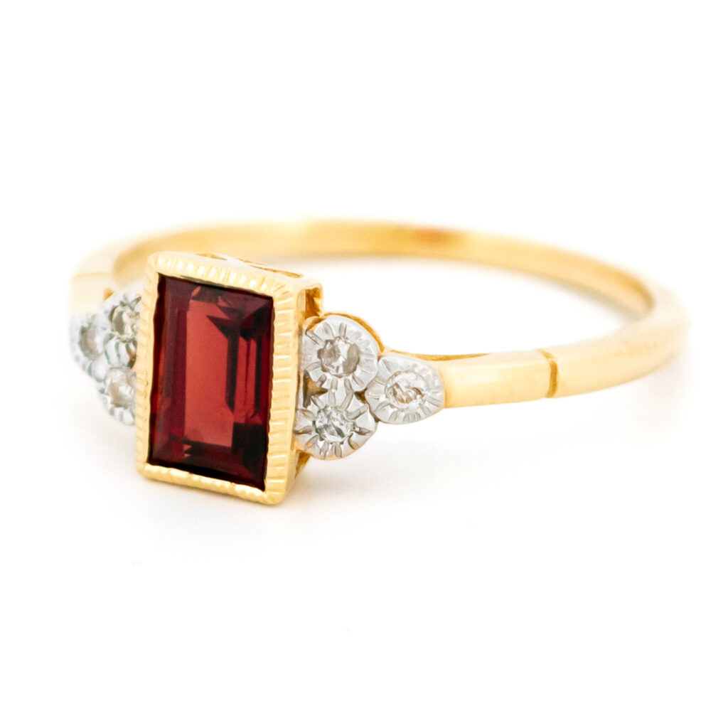 Diamond Garnet 14k Rectangle-Shape Ring 15525-0273 Image4