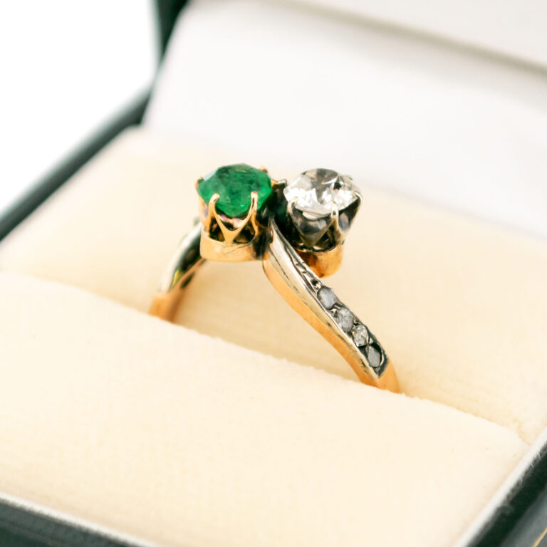 Diamond Emerald 14k Silver Toi Et Moi Ring 15903-2463 Image3