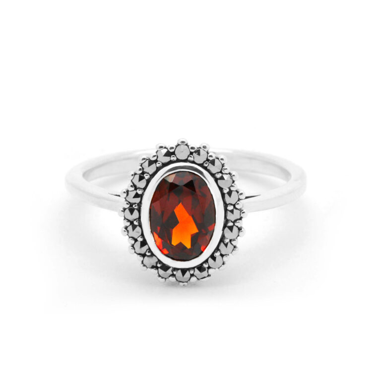 Granaat Marcasiet (Pyriet) Zilveren Cluster Ring 13672-1373a Afbeelding1