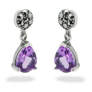 Amethyst Marcasite (Pyrite) Silver Pendant Earrings 14427-1614 Image1