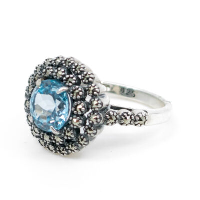 Marcasite (Pyrite) Topaz Silver Cluster Ring 16960-2795 Image2