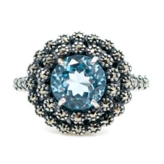 Marcasite (Pyrite) Topaz Silver Cluster Ring 16960-2795 Image1