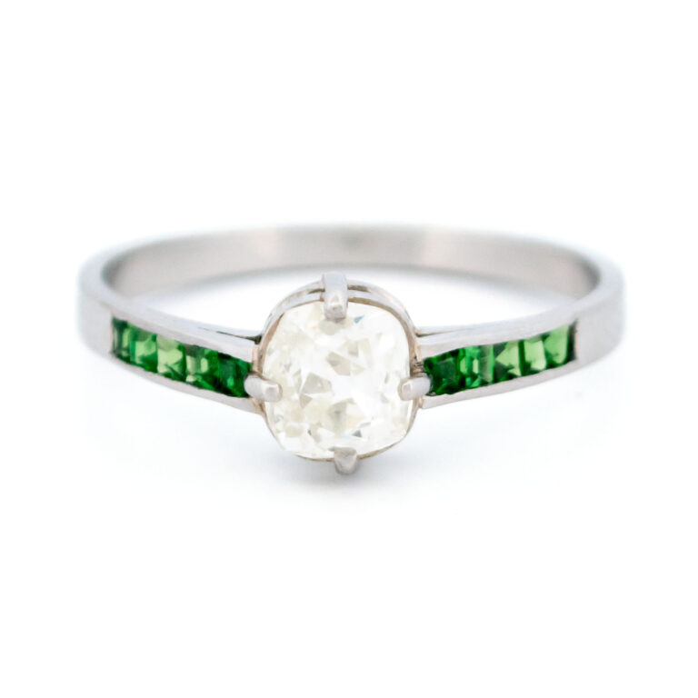 Solitärring mit Diamant-Granat und Platin 16983-5214 Bild1