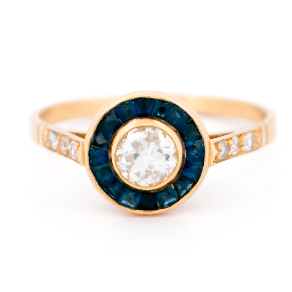 Diamond Sapphire 18k Target Ring 16985-5219 Image1