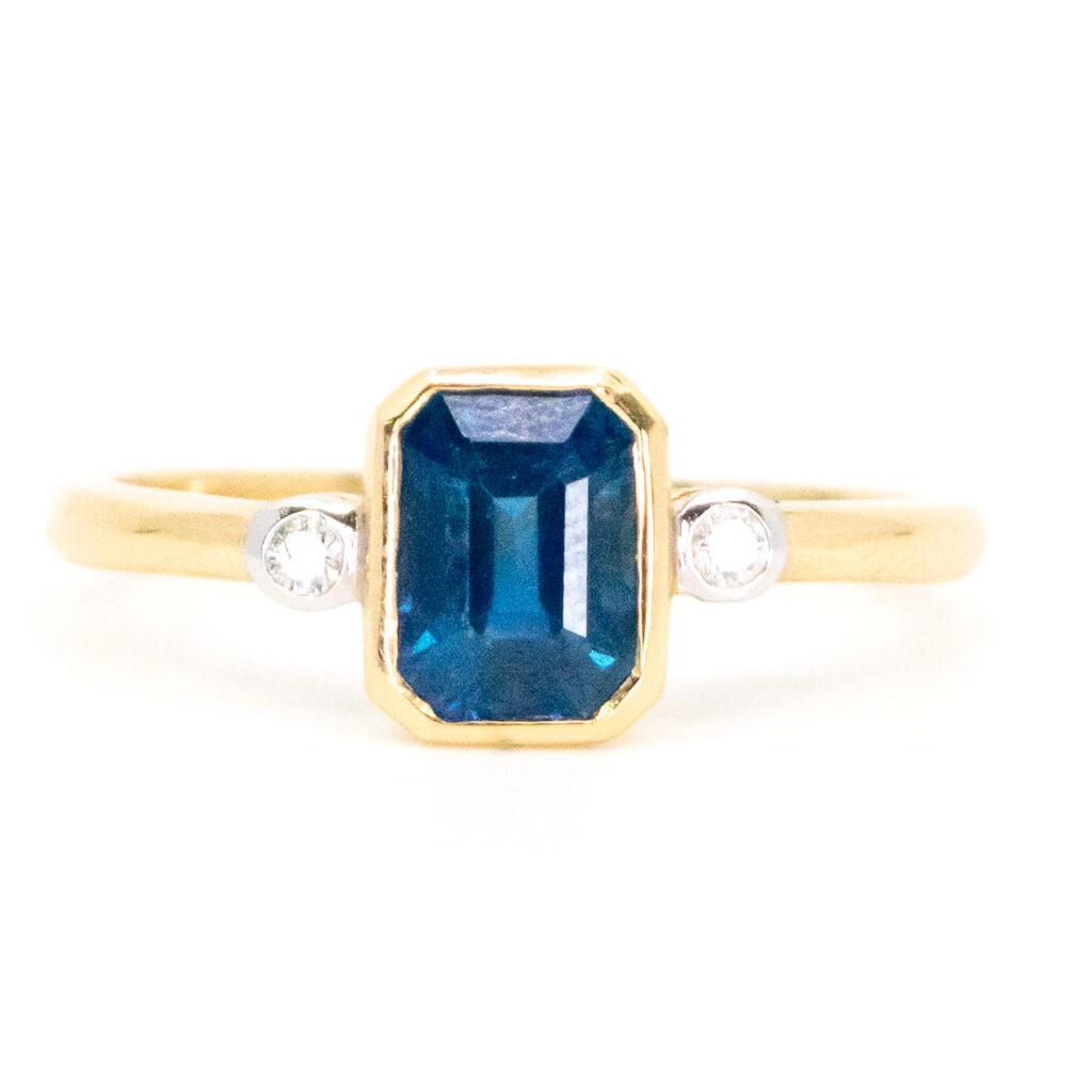 Diamond Sapphire 14k Rectangle-Shape Ring 17009-9059 Image1