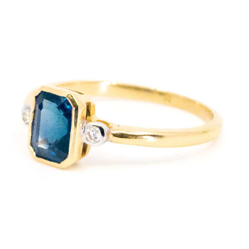 Diamond Sapphire 14k Rectangle-Shape Ring 17009-9059 Image3