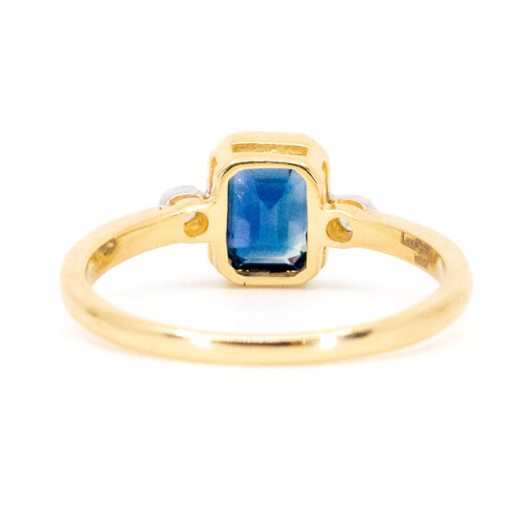 Diamond Sapphire 14k Rectangle-Shape Ring 17009-9059 Image4