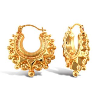 9k Star Patterned Creole Earrings 17025-9072 Image1