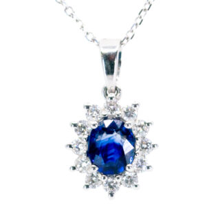 Diamond Sapphire 18k Cluster Pendant 17032-9079 Image1