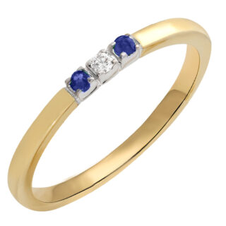 Diamond Sapphire 14k Trilogy Ring 17076-9112 Image1