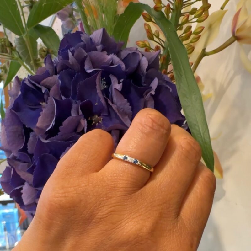 Diamond Sapphire 14k Trilogy Ring 17076-9112 - Image 2