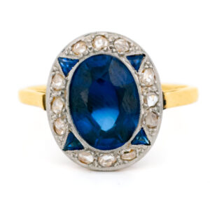 Diamond Sapphire 18k Platinum Cluster Ring 16363-8820 Image1