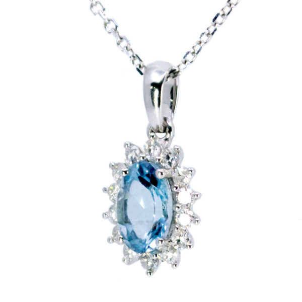 Aquamarine Diamond 18k Cluster Pendant 17178-9121 Image2