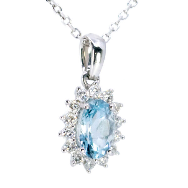 Aquamarine Diamond 18k Cluster Pendant 17178-9121 Image3