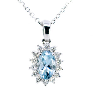 Aquamarine Diamond 18k Cluster Pendant 17178-9121 Image1