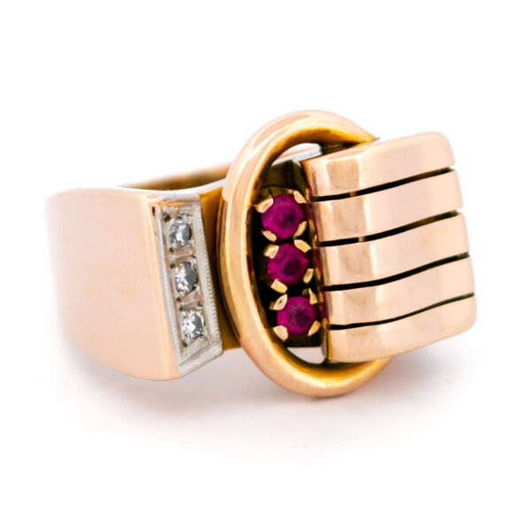 Diamond Ruby 14k Tank Ring 17309-9165 Image3