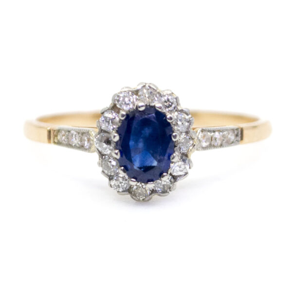 Diamond Sapphire 18k Platinum Cluster Ring 17315-4977 Image1