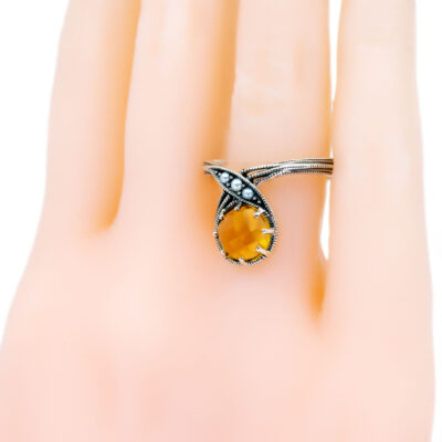 Citrine Pearl Silver Crossover Ring 17354-1550 Image2