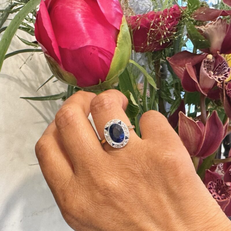 Diamond Sapphire 18k Platinum Cluster Ring 16363-8820 - Image 7