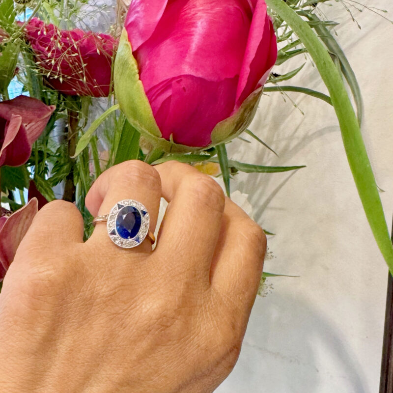 Diamond Sapphire 18k Platinum Cluster Ring 16363-8820 - Image 2