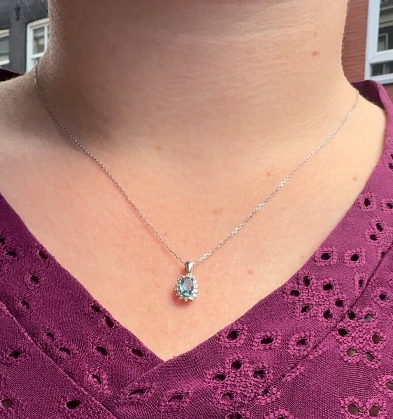 Aquamarine Diamond 18k Cluster Pendant 17178-9121 - Image 2