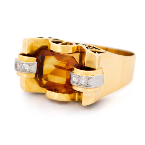 Citrine Diamond 18k Platinum Tank Ring 17360-9183 Image4