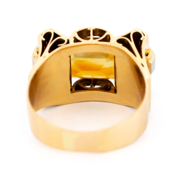 Citrine Diamond 18k Platinum Tank Ring 17360-9183 - Image 7