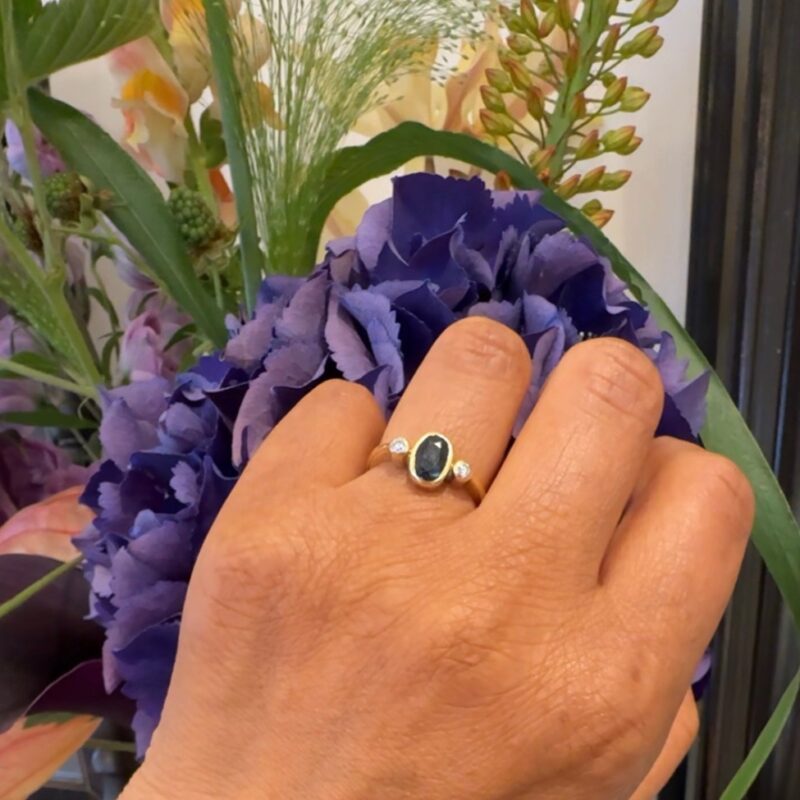 Diamant Saffier 18k Trilogie Ring 17504-9215 - Afbeelding 2