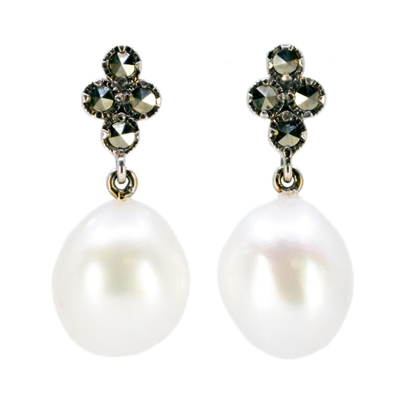 Marcasite (Pyrite) Pearl 925' Silver Pendant Earrings 17591-3061 Image1