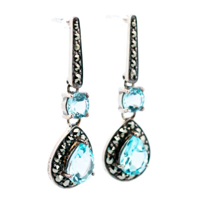 Marcasite (Pyrite) Topaz 925' Silver Drop Earrings 17606-3075 Image2