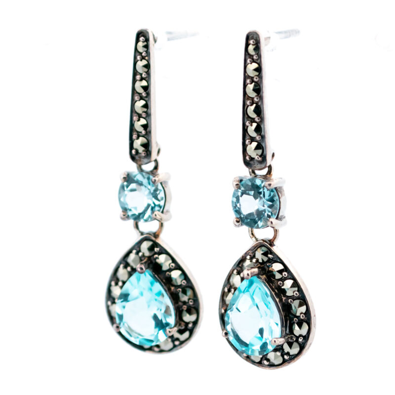 Marcasite (Pyrite) Topaz 925' Silver Drop Earrings 17606-3075 Image3