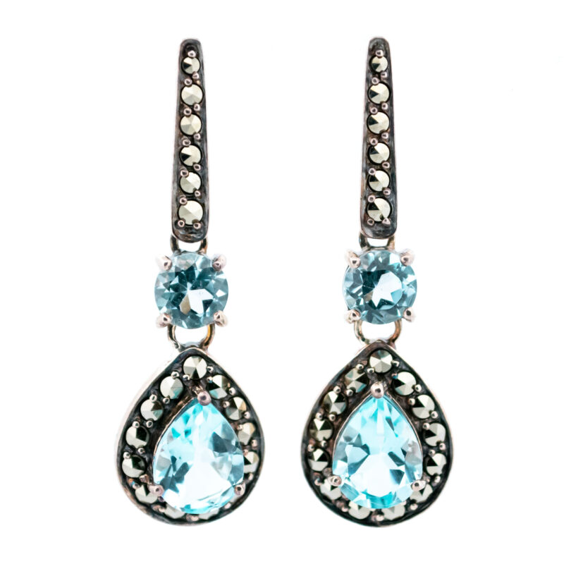Marcasite (Pyrite) Topaz 925' Silver Drop Earrings 17606-3075 Image1