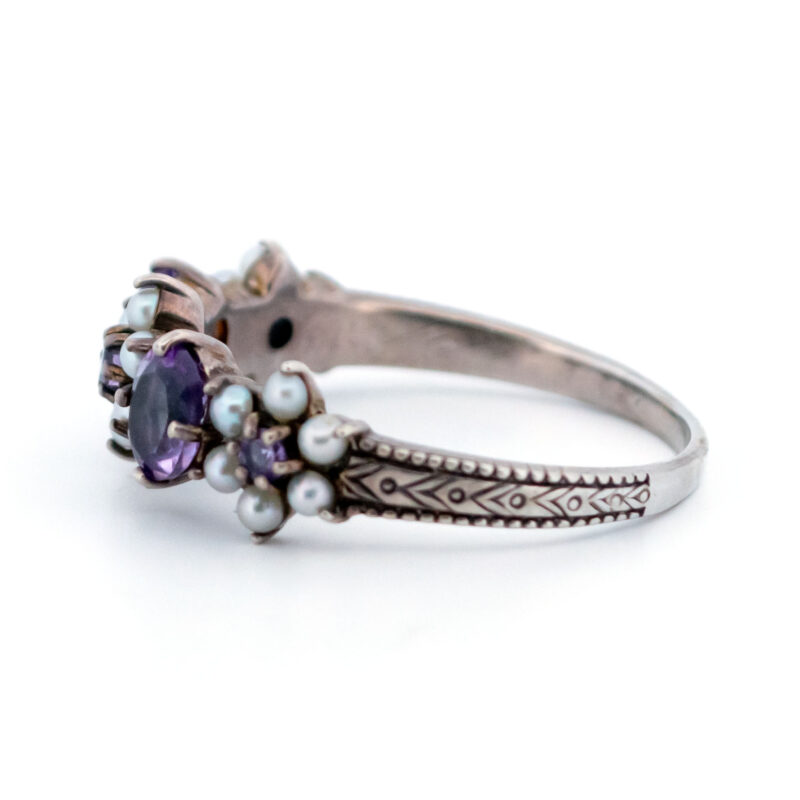 Amethyst Pearl 925' Silver Row Ring 17616-3084 Image4