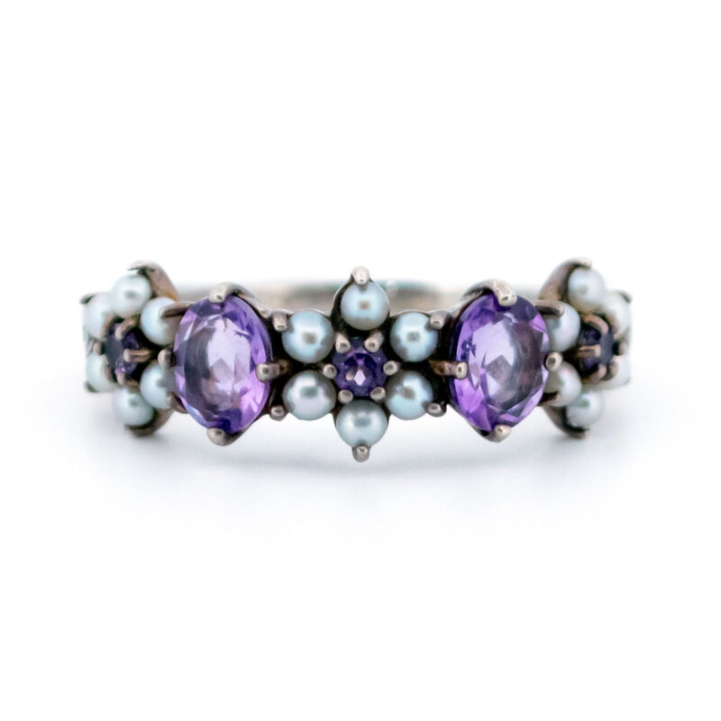 Amethyst Pearl 925' Silver Row Ring 17616-3084 Image1
