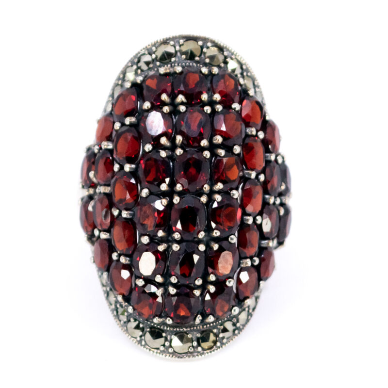 Garnet Marcasite (Pyrite) 925' Silver Pavé Ring 17623-3091 Image1