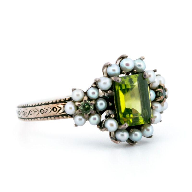 Parel Peridot 925' Zilveren Cluster Ring 17645-3113 Afbeelding2