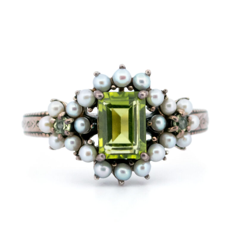 Parel Peridot 925' Zilveren Cluster Ring 17645-3113 Afbeelding1
